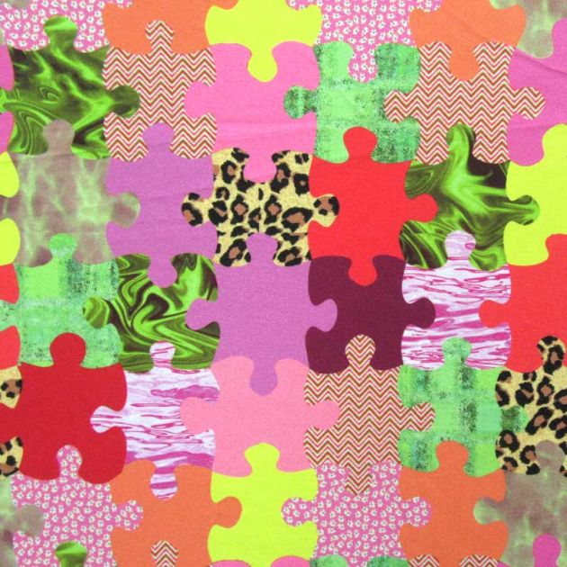 Puzzle Print Spandex Fabric
