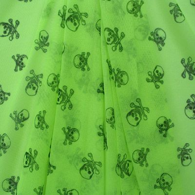 Premium Skull Print Mesh Fabric - Breathable Lightweight Textile