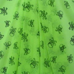 Premium Skull Print Mesh Fabric - Breathable Lightweight Textile