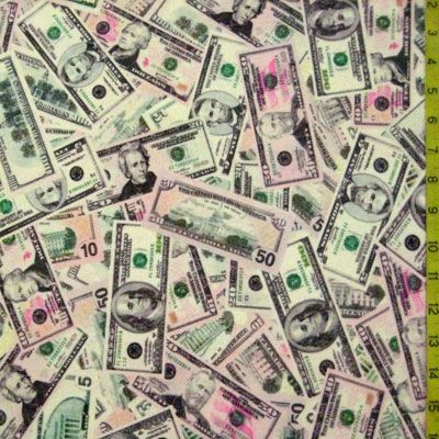 Premium Mesh Fabric with Money Print Pattern