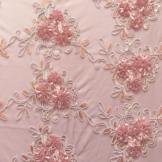 Premium Floral Embroidered Fancy Mesh Fabric Collection