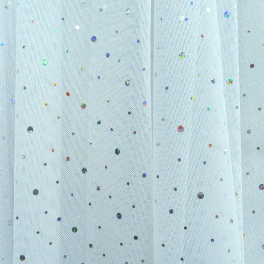 Foil Dot Mesh Fabric with Glitter Finish