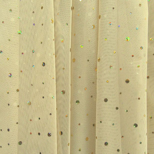 Foil Dot Mesh Fabric with Glitter and Glued Sequins