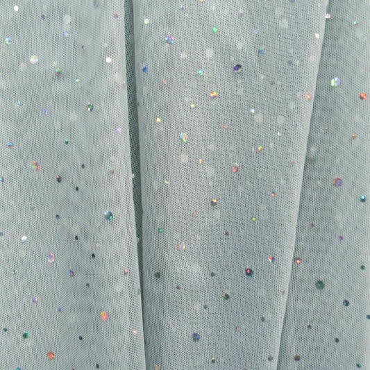 Foil Dot Mesh Fabric with Glitter Finish
