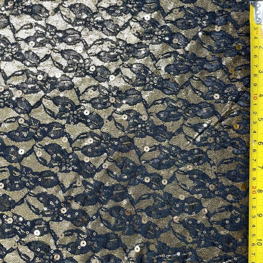 Stretch Metallic Lace Fabric with Lining