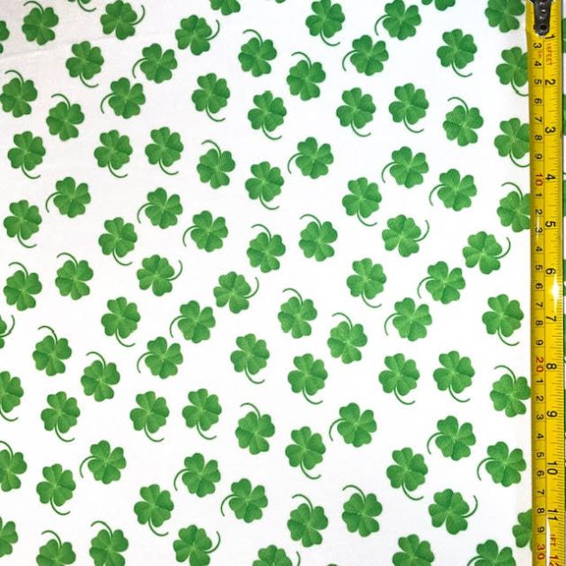 Four Leaf Clovers Print Spandex Fabric