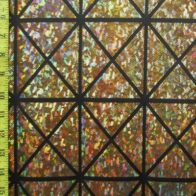 Holographic Square Pattern Spandex Fabric - Shattered Glass Design