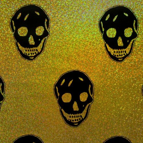 Holographic Skulls Pattern Spandex Fabric