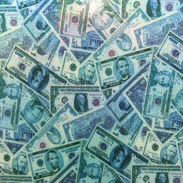 Holographic Money Print Fabric - 4-Way Stretch Spandex Blend