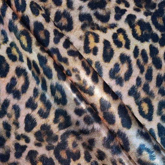 Holographic Small Mermaid Spandex Fabric - Leopard