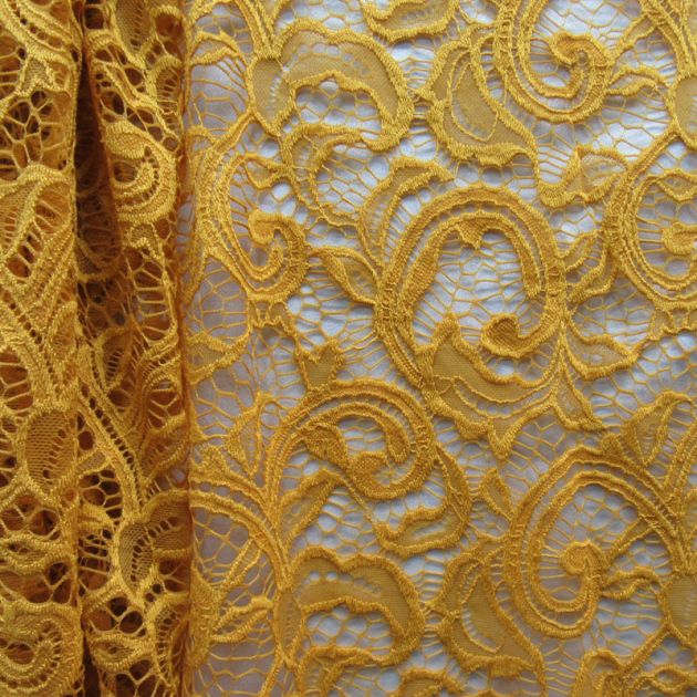 Intricate Floral Paisley Patterned Lace Fabric
