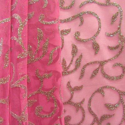 Metallic Multi-Colored Glitter Paisley Pattern Fabric